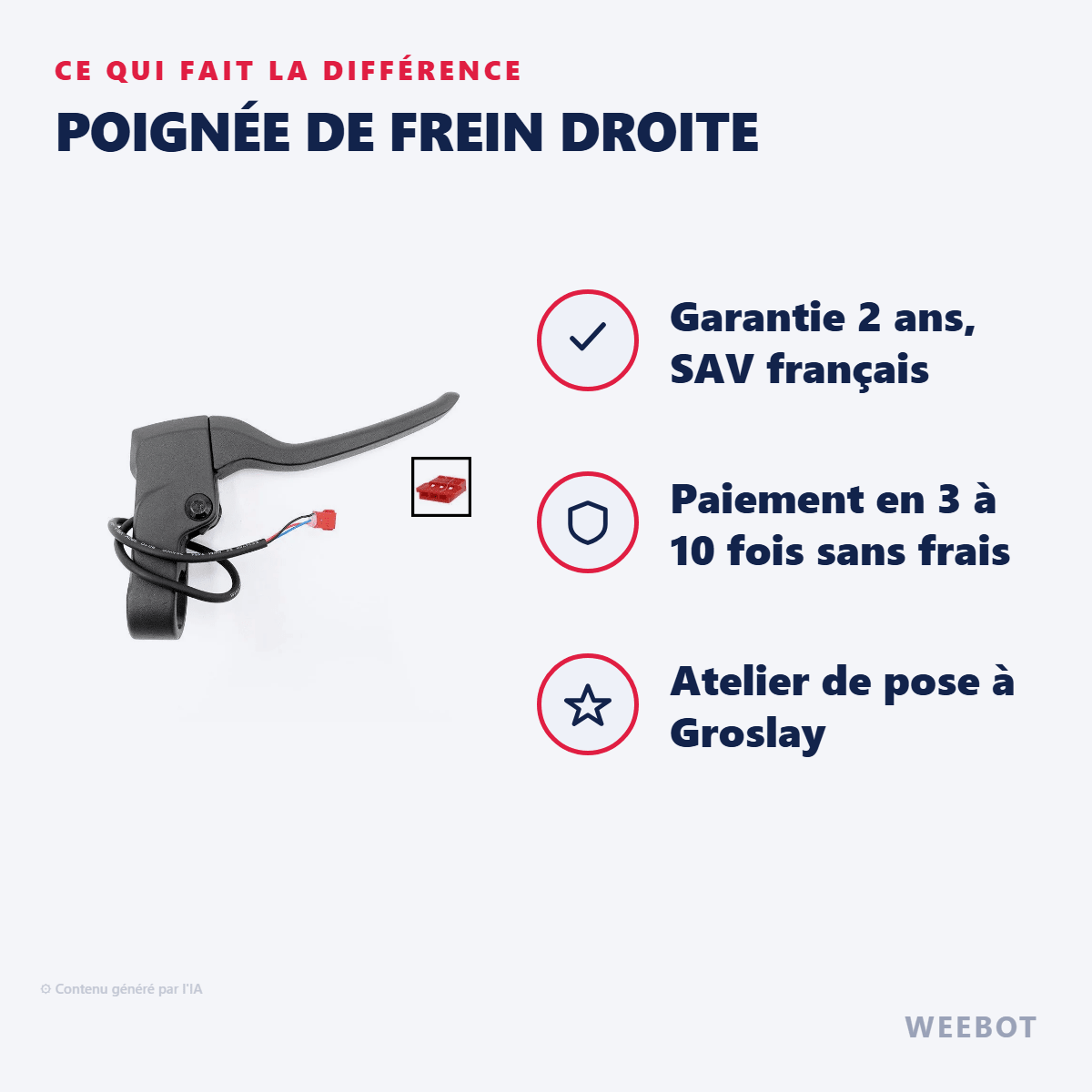 Poignée de Frein Droite pour Trottinette Électrique Niu Kqi2 - Weebot