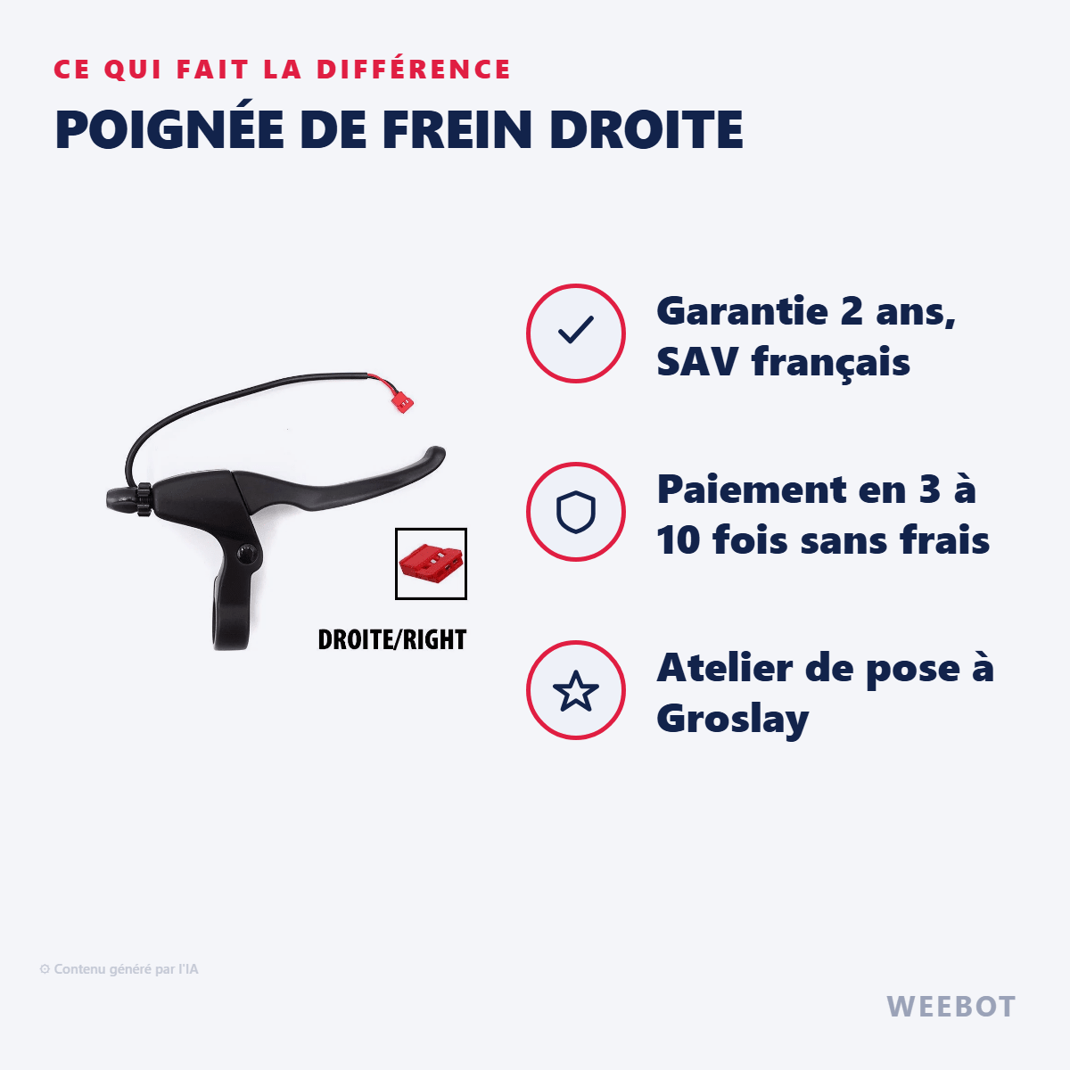 Poignée de Frein Droite pour Trottinette Électrique Ocean Drive X9 - Weebot