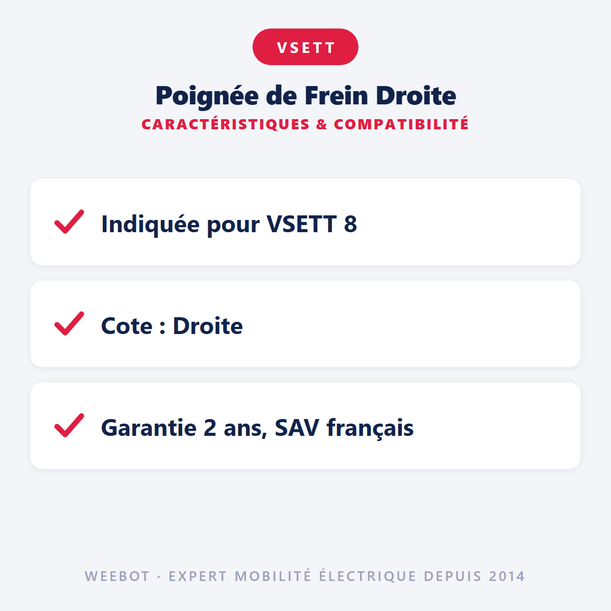 Poignée de Frein Droite pour Trottinette Électrique Vsett 8 / Z8 Pro - Weebot