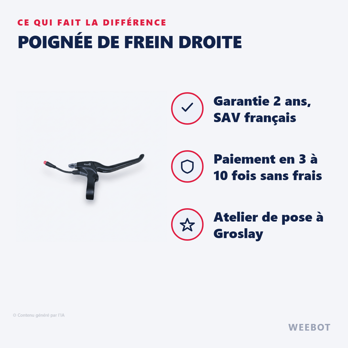 Poignée de Frein Droite pour Trottinette Electrique Weebot Anoki X - Weebot
