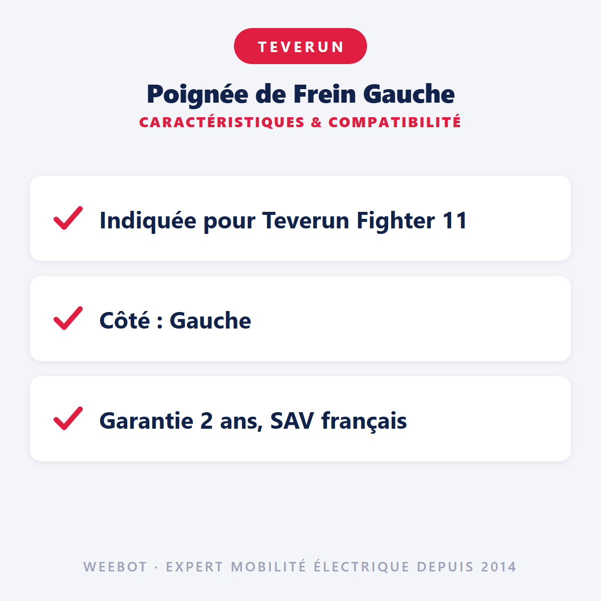 Poignée de Frein Gauche : caractéristiques et compatibilité