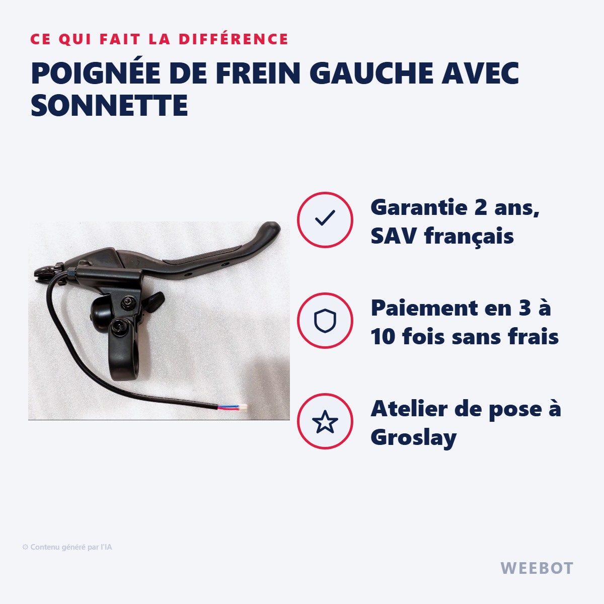 Poignée de Frein Gauche avec Sonnette : les points forts