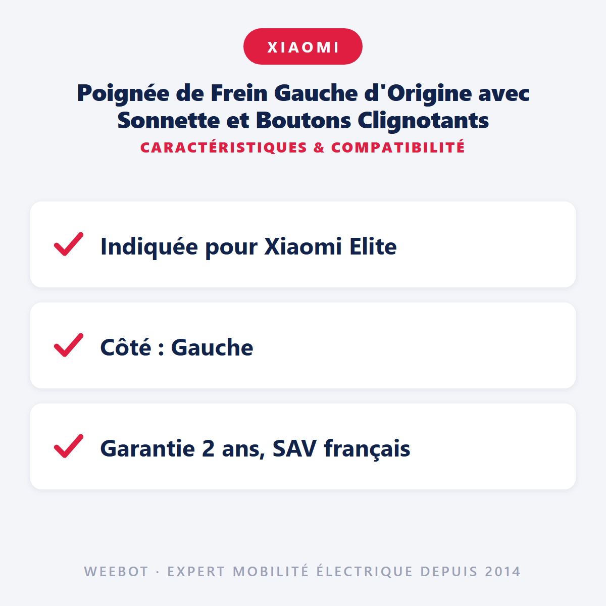 Poignée de Frein Gauche d'Origine avec Sonnette et Boutons Clignotants : caractéristiques et compatibilité