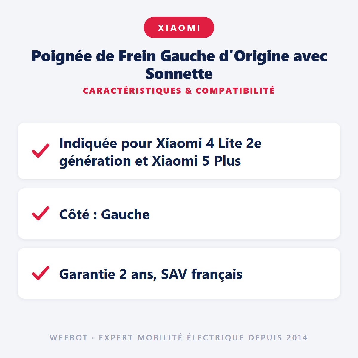 Poignée de Frein Gauche d'Origine avec Sonnette : caractéristiques et compatibilité