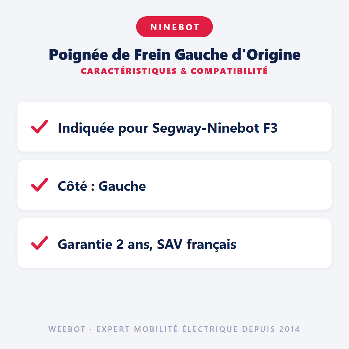 Poignée de Frein Gauche d'Origine : caractéristiques et compatibilité