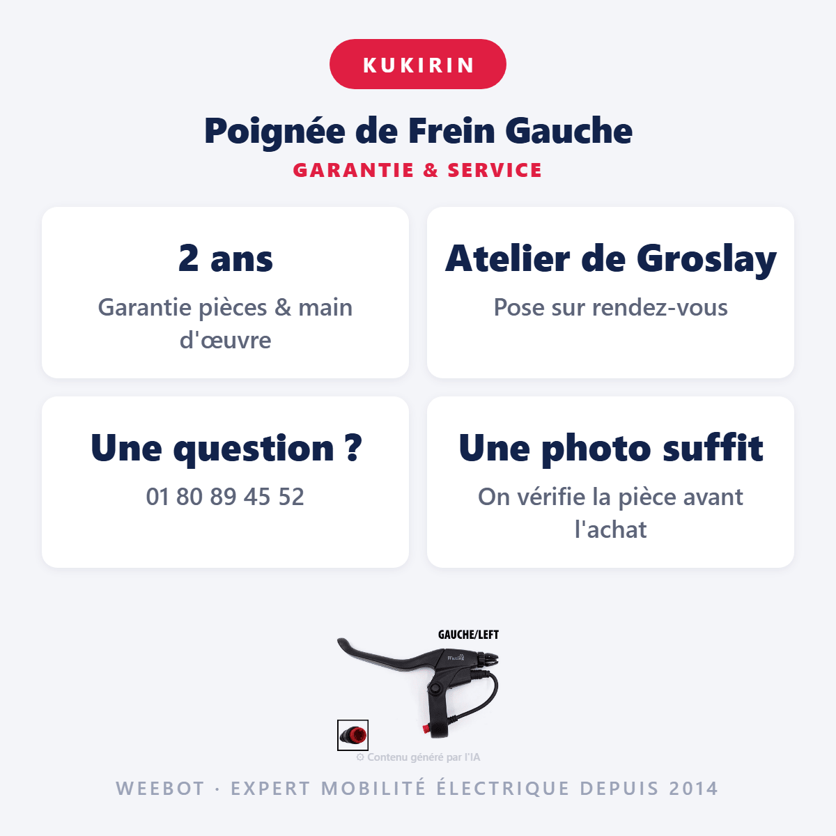Poignée de Frein Gauche pour Trottinette Électrique Kukirin G2 Max / G2 Pro - Weebot