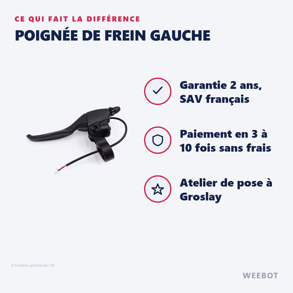 Poignée de Frein Gauche pour Trottinette Électrique Ocean Drive X9 - Weebot