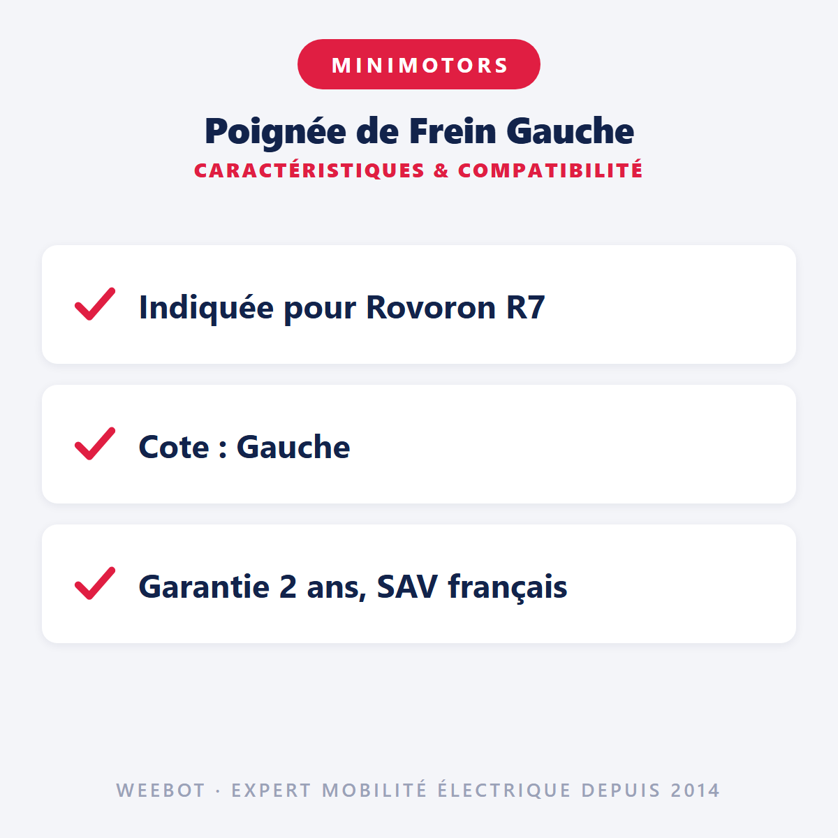 Poignée de Frein Gauche : caractéristiques et compatibilité