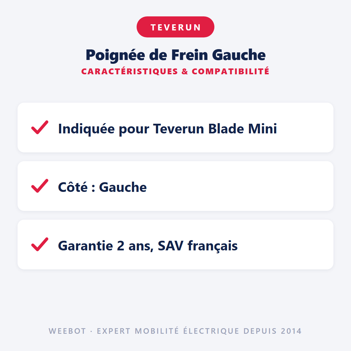 Poignée de Frein Gauche : caractéristiques et compatibilité