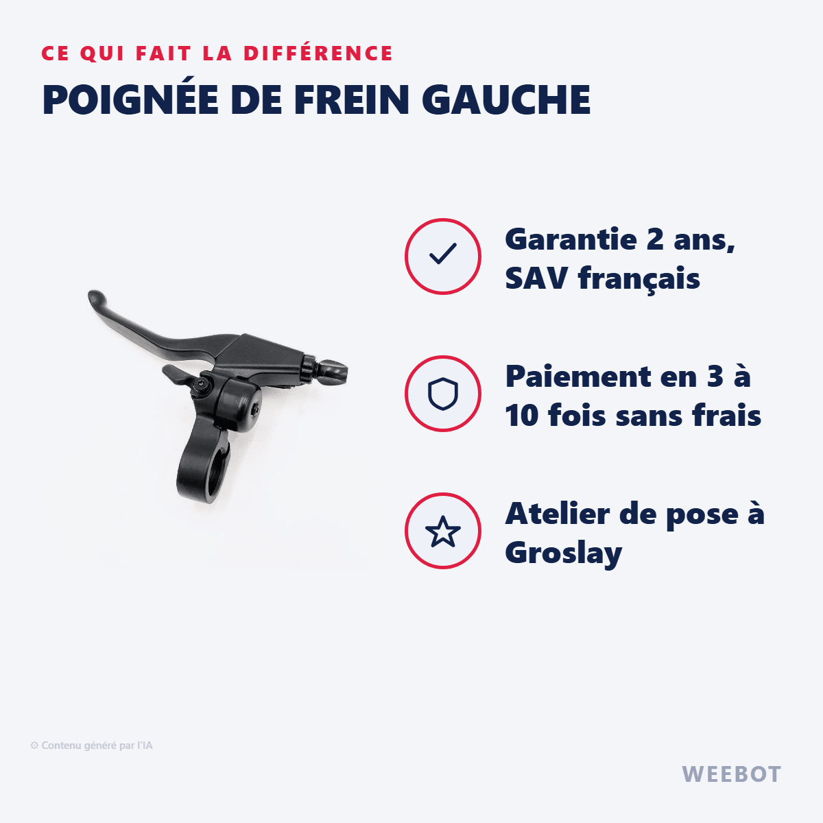Poignée de Frein Gauche pour Trottinette Électrique Vsett 8 / Z8 Pro - Weebot