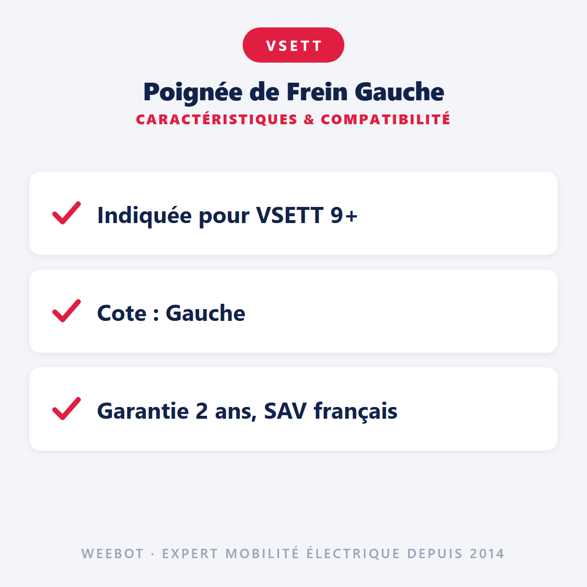 Poignée de Frein Gauche pour Trottinette Électrique Vsett 9 / Vsett 9+ - Weebot