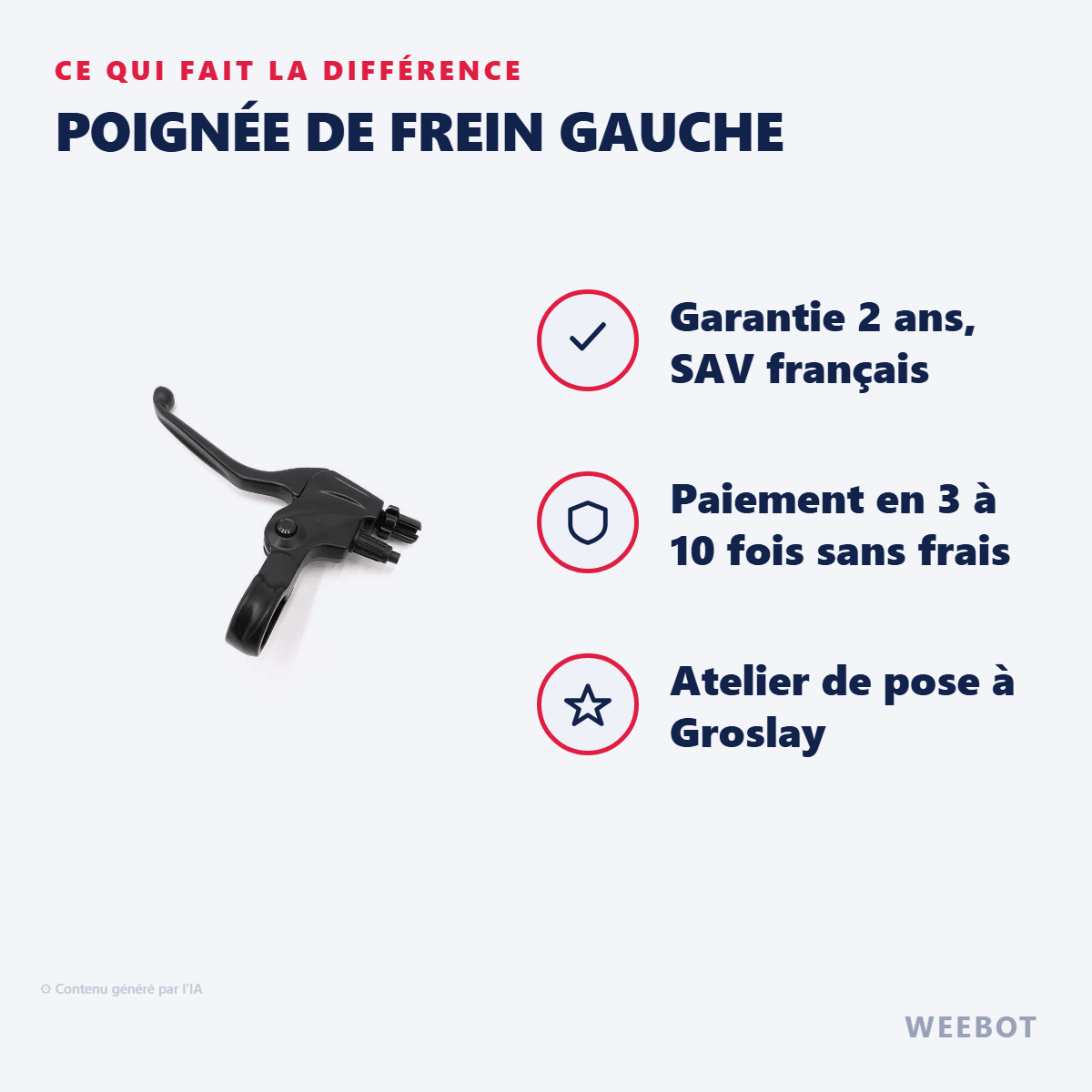 Poignée de Frein Gauche pour Trottinette Électrique Vsett 9 / Vsett 9+ - Weebot