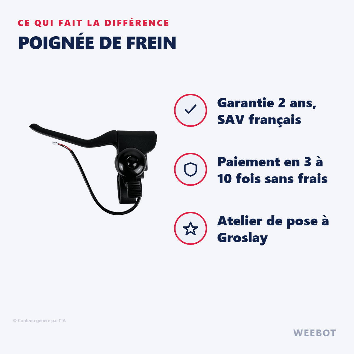 Poignée de Frein pour Trottinette Électrique Xiaomi Mi4 / Mi4 Lite - Weebot