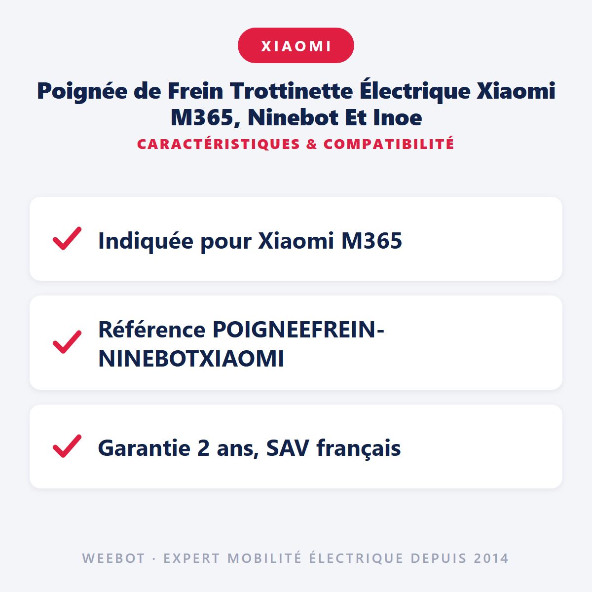 Poignée de Frein Trottinette Électrique Xiaomi M365, Ninebot Et Inoe - Weebot