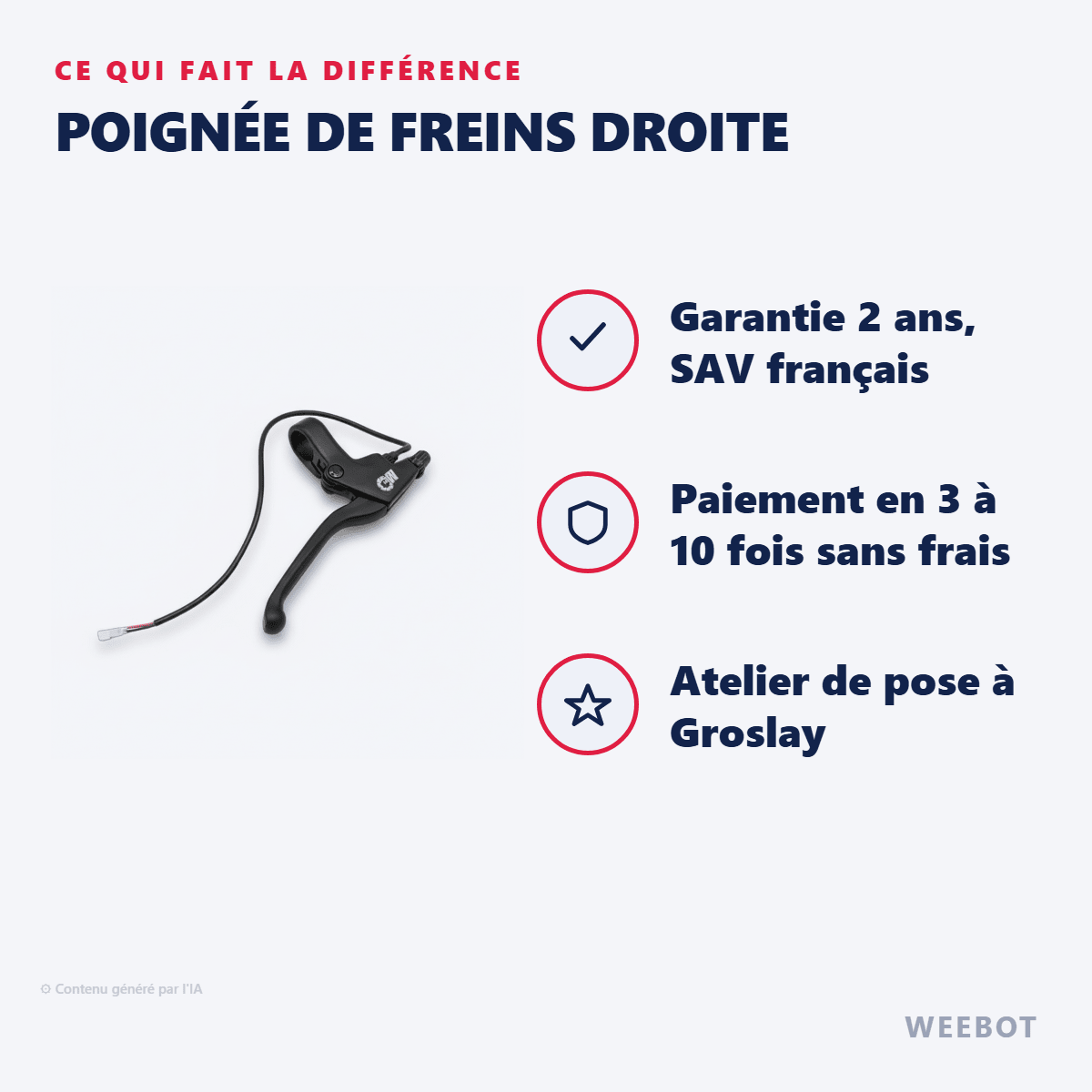 Poignée de freins Droite pour Trottinette Electrique Dualtron Pop - Weebot