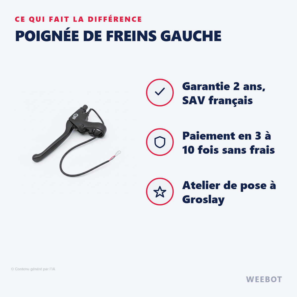 Poignée de freins Gauche pour Trottinette Electrique Dualtron Pop - Weebot