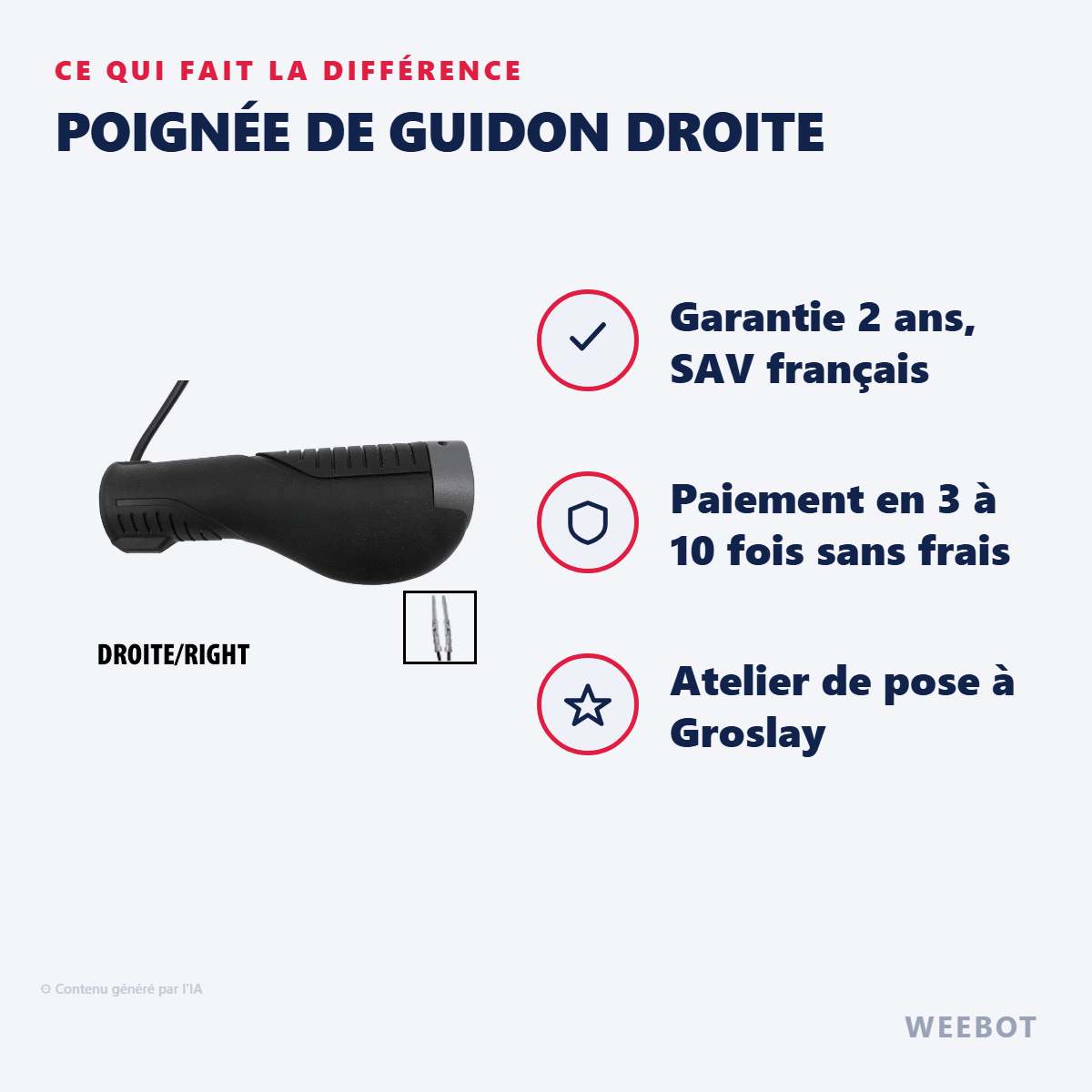 Poignée de Guidon Droite pour Trottinette Électrique Vsett 8 - Weebot