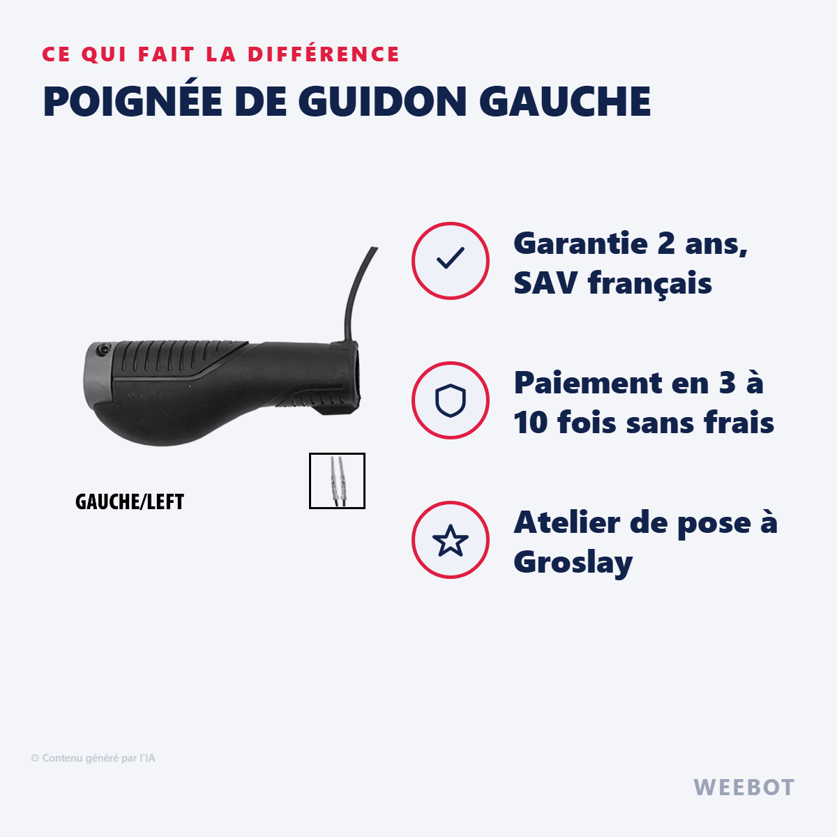 Poignée de Guidon Gauche pour Trottinette Électrique Vsett 8 - Weebot