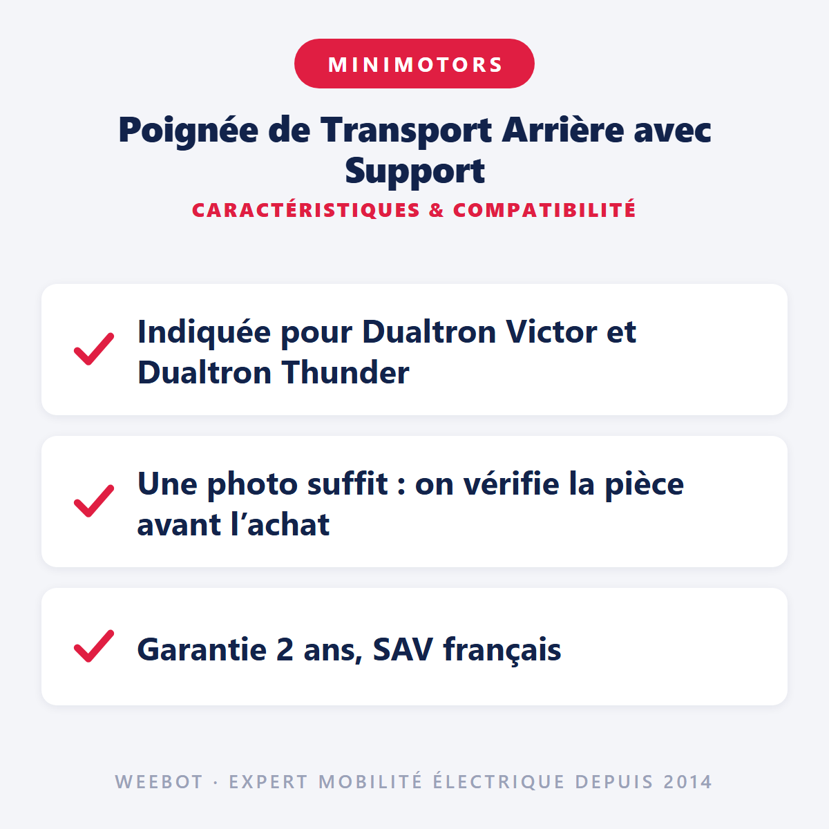 Poignée de Transport Arrière avec Support : caractéristiques et compatibilité