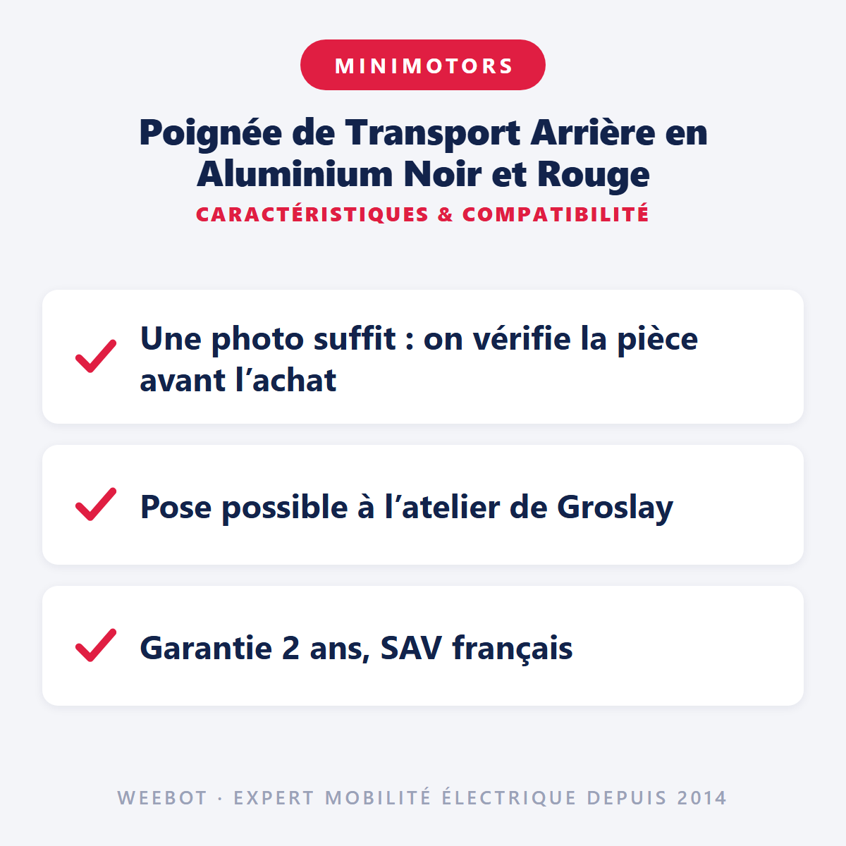 Poignée de Transport Arrière en Aluminium Noir et Rouge : caractéristiques et compatibilité