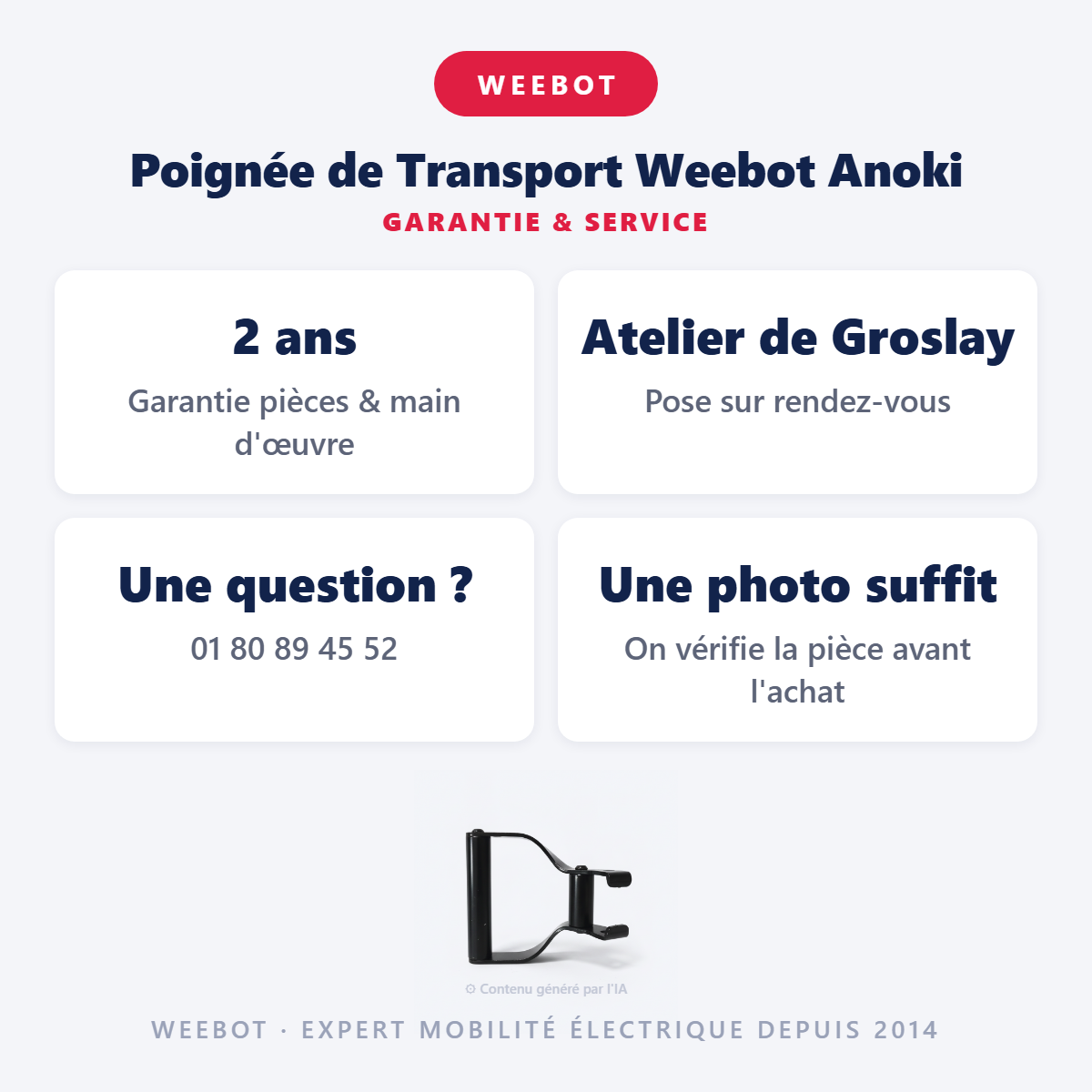 Poignée de Transport Weebot Anoki : garantie 2 ans et service après-vente