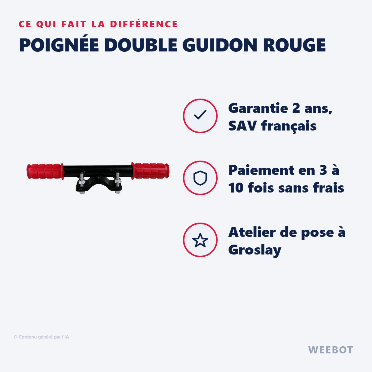 Poignée Double Guidon Rouge (Kiddybar) pour Trottinette Électrique Xiaomi - Weebot
