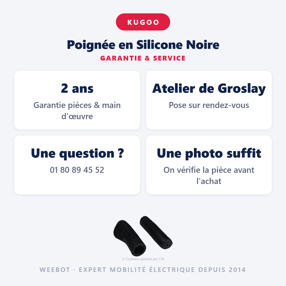 Poignée en Silicone Noire pour Trottinette Électrique Kugoo M4 - Weebot