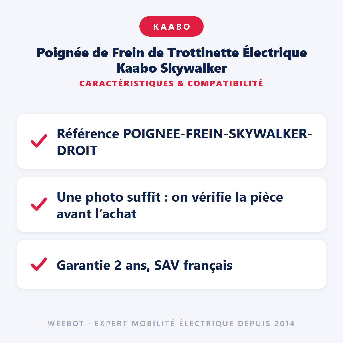 Poignée de Frein de Trottinette Électrique Kaabo Skywalker : caractéristiques et compatibilité