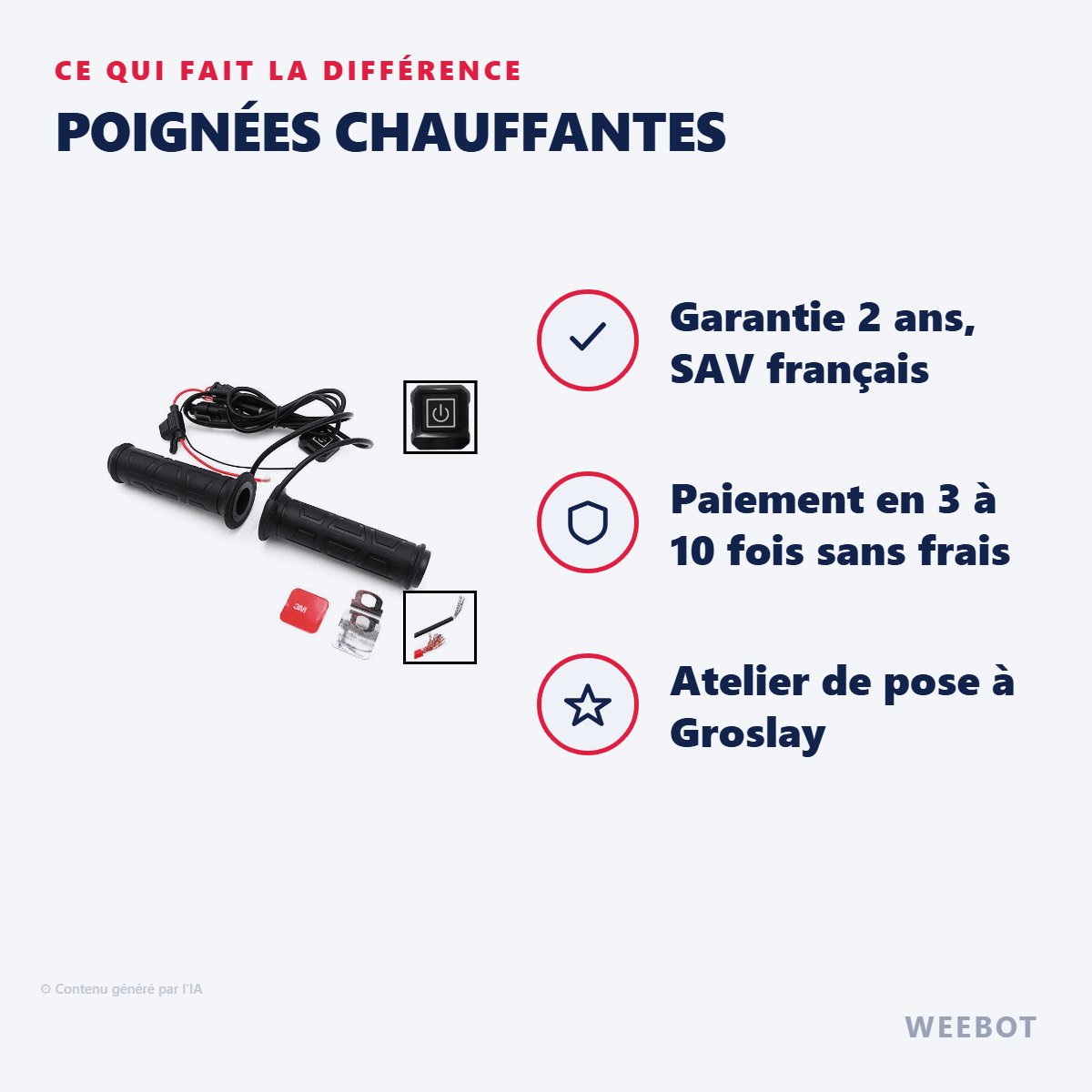 Poignées Chauffantes (x2 Pièces) pour Trottinette Électrique - Weebot