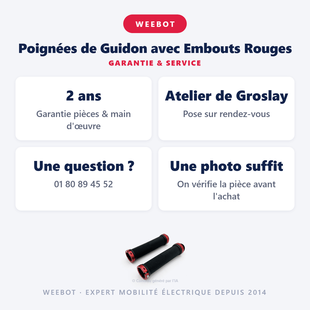 Poignées de Guidon avec Embouts Rouges pour Trottinette Électrique - Weebot