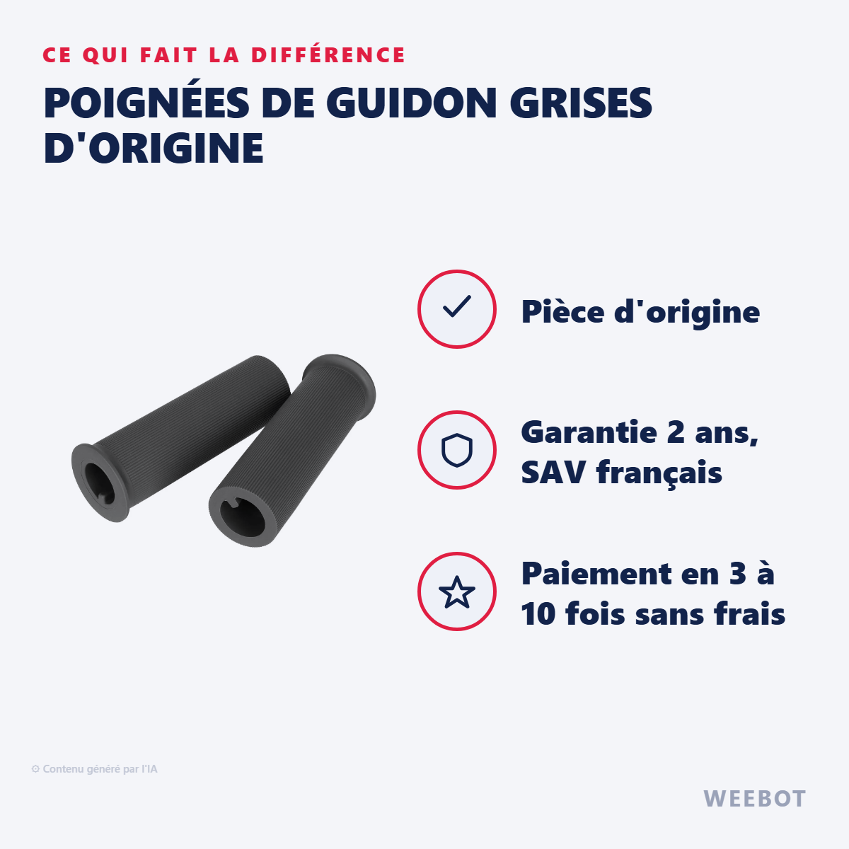 Poignées de Guidon Grises d'Origine : les points forts