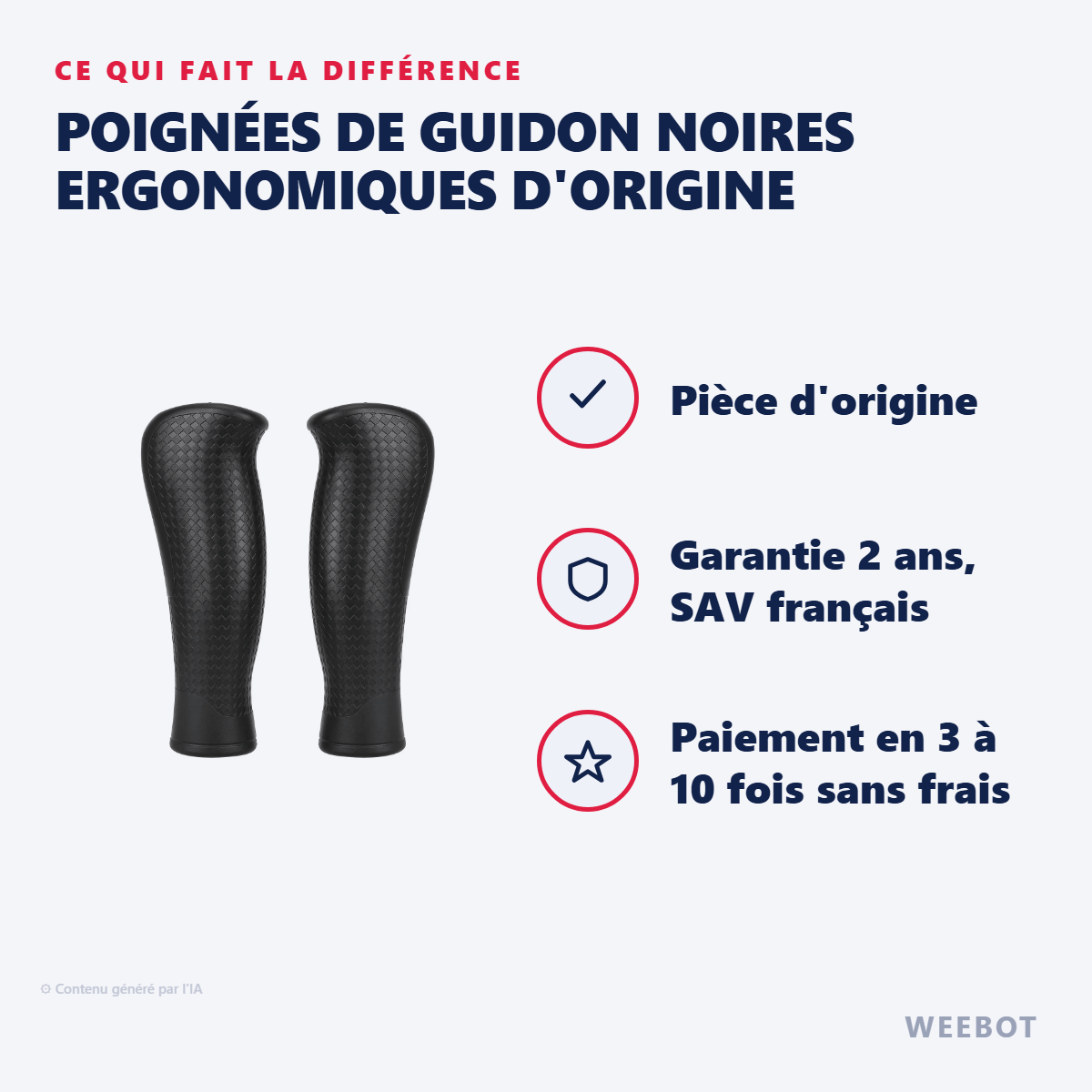 Poignées de Guidon Noires Ergonomiques d'Origine : les points forts