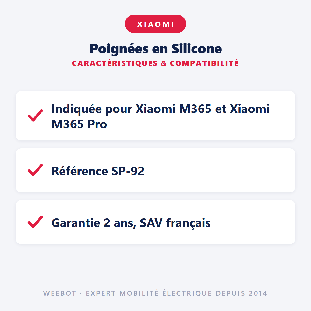 Poignées en Silicone pour Trottinette Électrique Xiaomi M365 & M365 Pro - Weebot