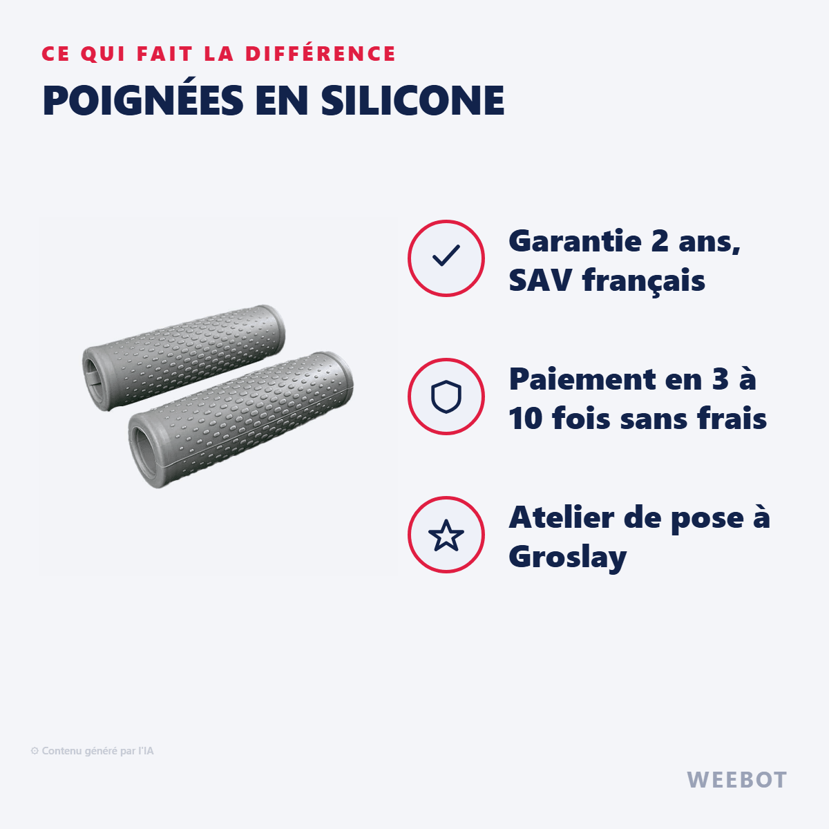 Poignées en Silicone pour Trottinette Électrique Xiaomi M365 & M365 Pro - Weebot