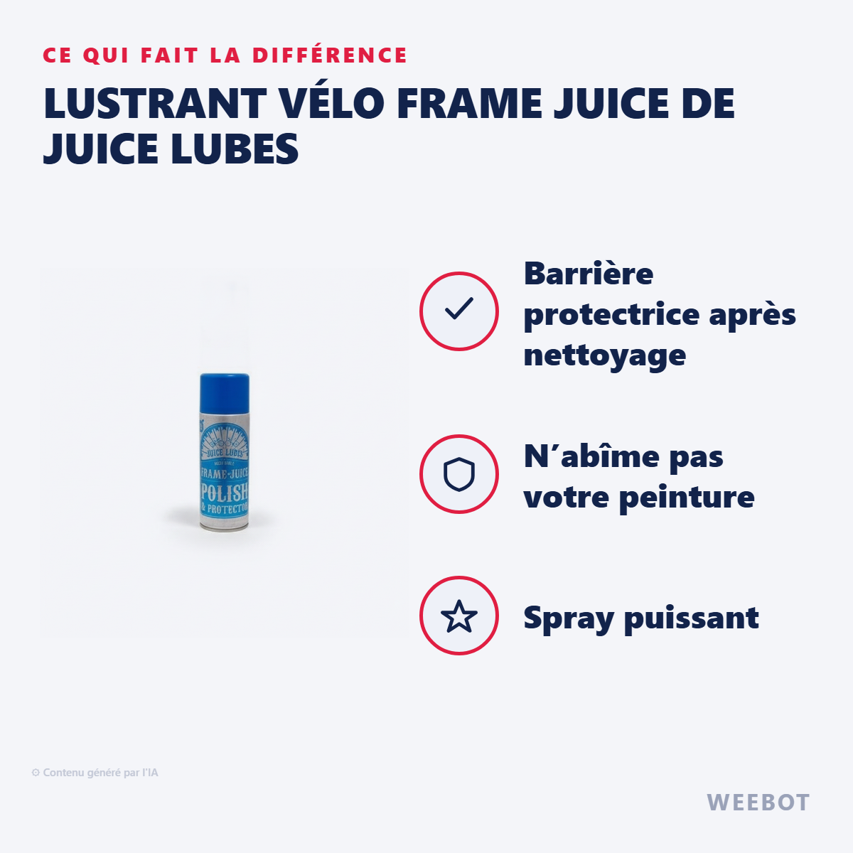 Lustrant Vélo Frame Juice de Juice Lubes : les points forts