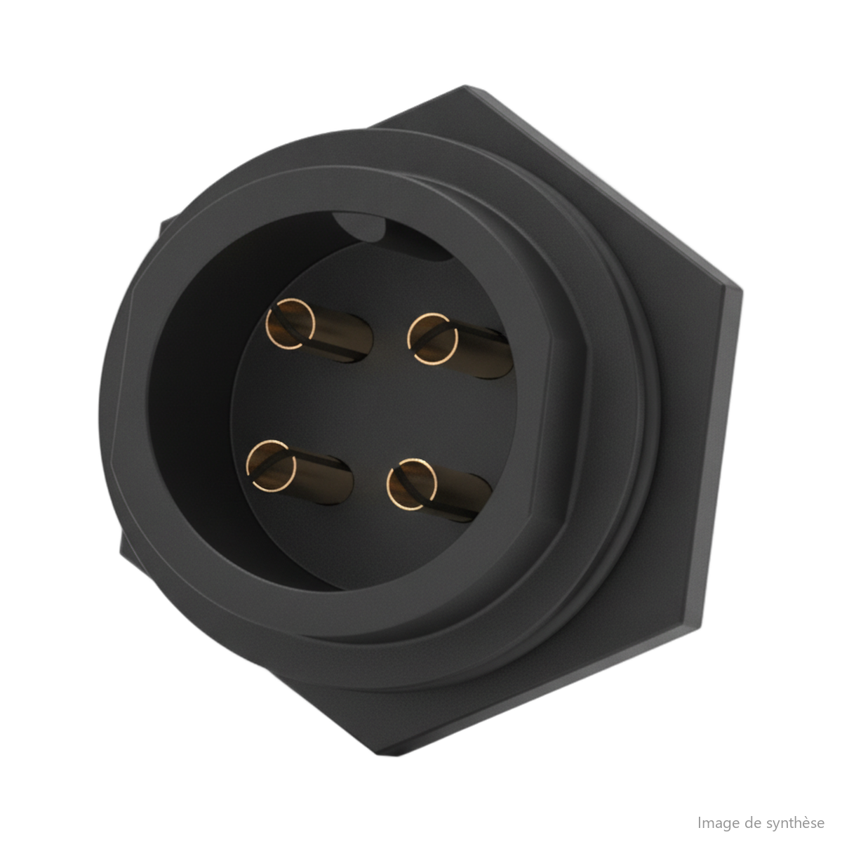 Schéma technique d'un port de charge à 4 broches pour trottinette électrique