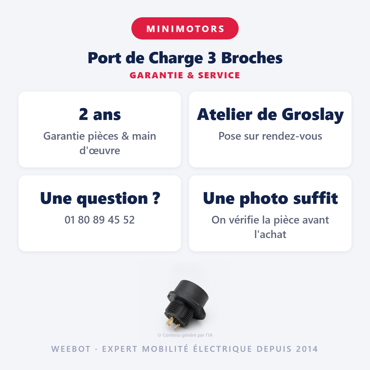 Port de Charge 3 Broches : garantie 2 ans et service après-vente