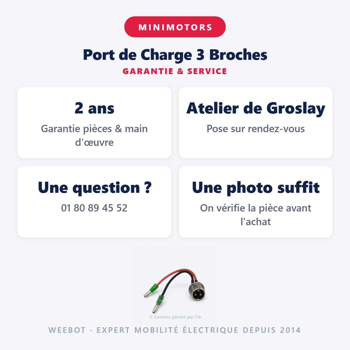 Port de Charge 3 Broches : garantie 2 ans et service après-vente