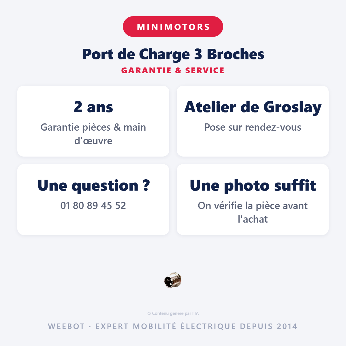 Port de Charge 3 Broches : garantie 2 ans et service après-vente