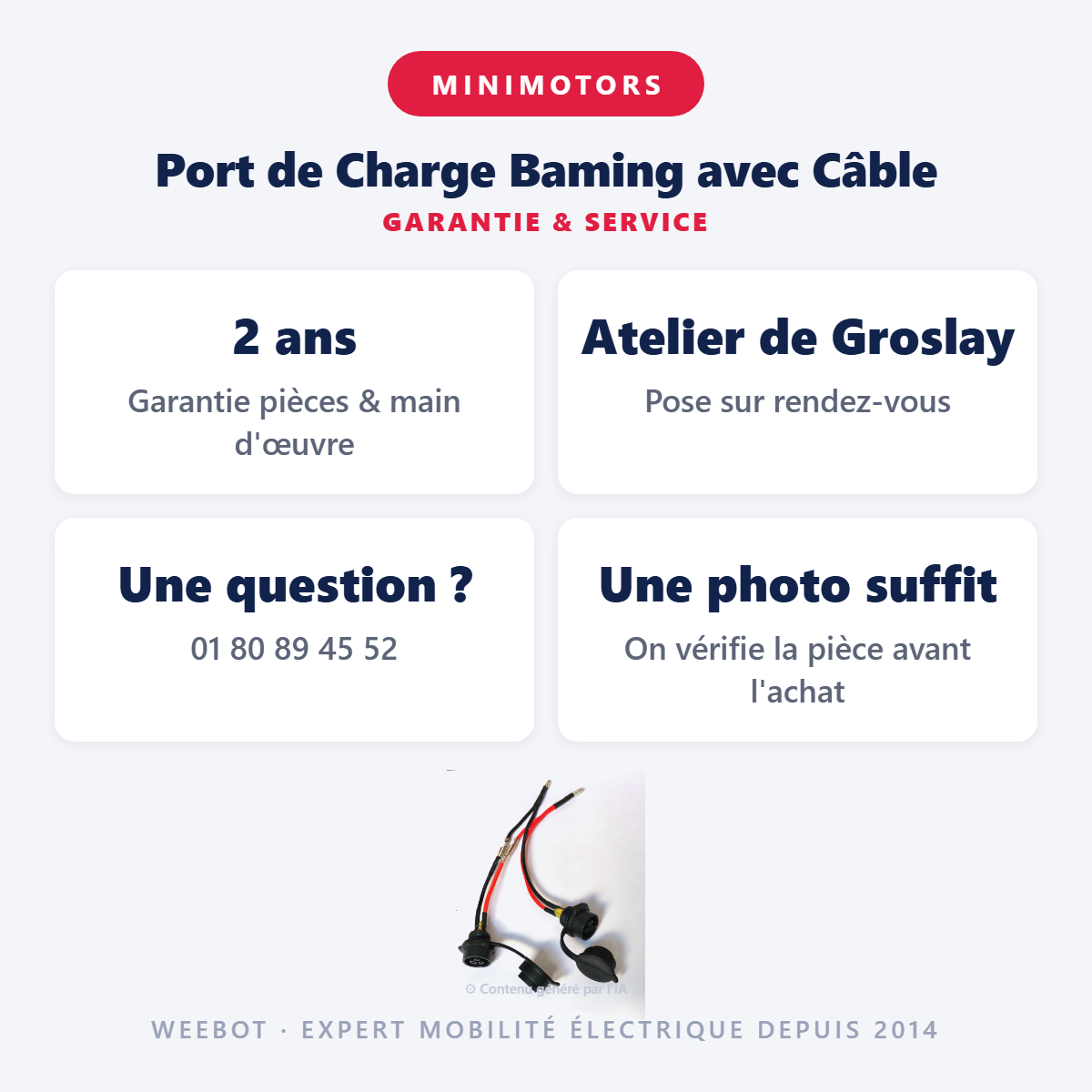 Port de Charge Baming avec Câble : garantie 2 ans et service après-vente