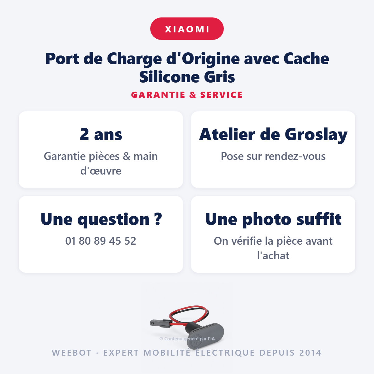Port de Charge d'Origine avec Cache Silicone Gris : garantie 2 ans et service après-vente