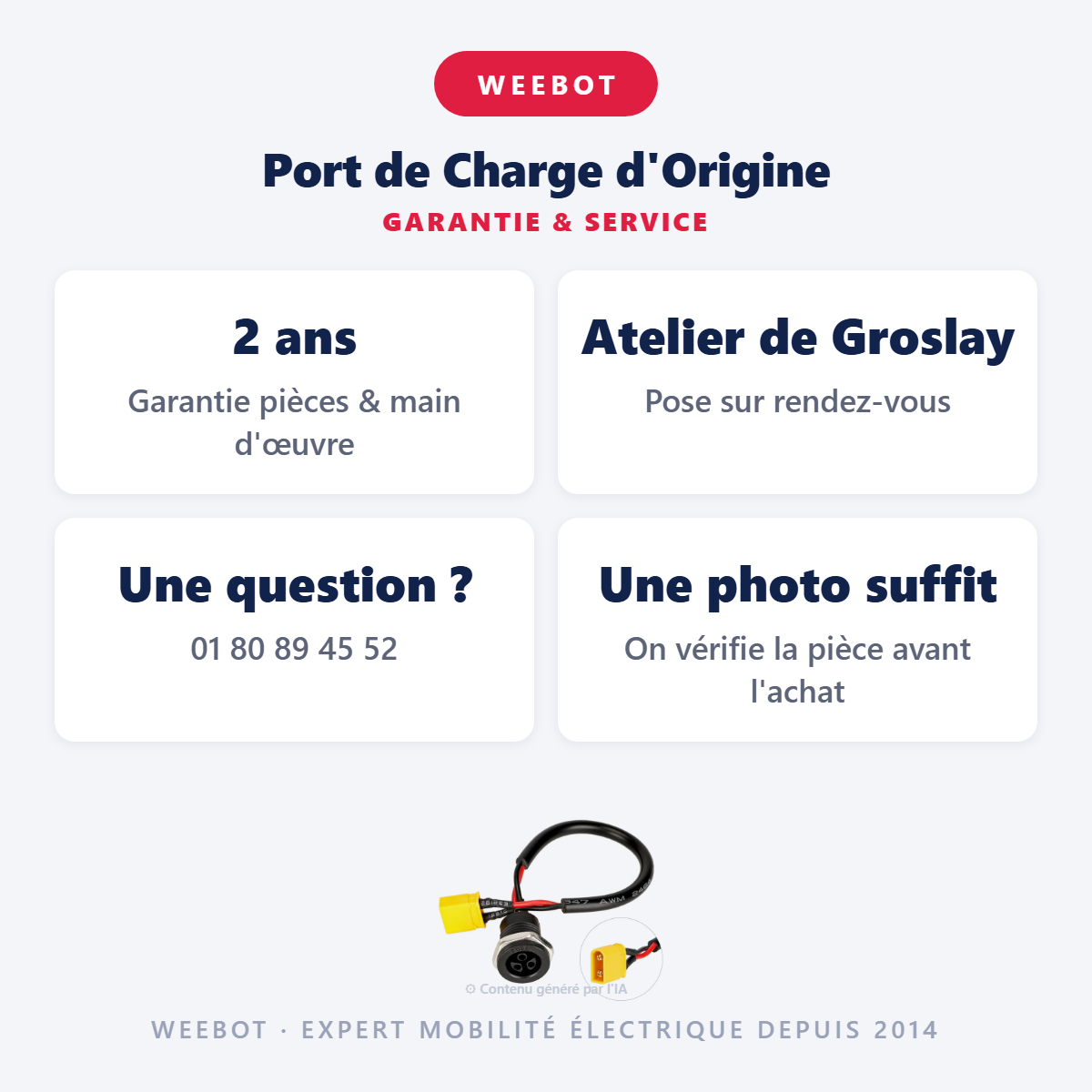 Port de Charge d'Origine : garantie 2 ans et service après-vente