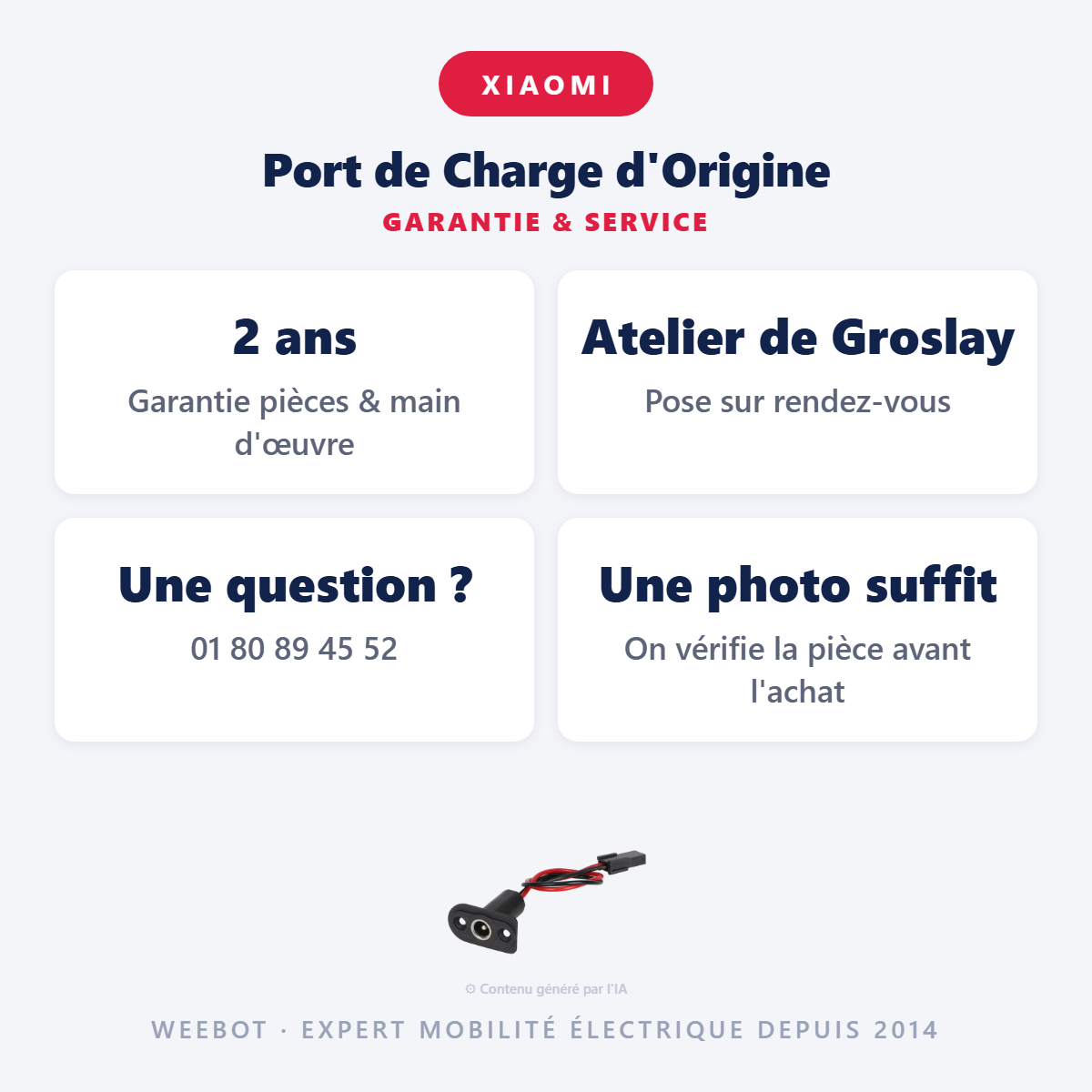 Port de Charge d'Origine : garantie 2 ans et service après-vente