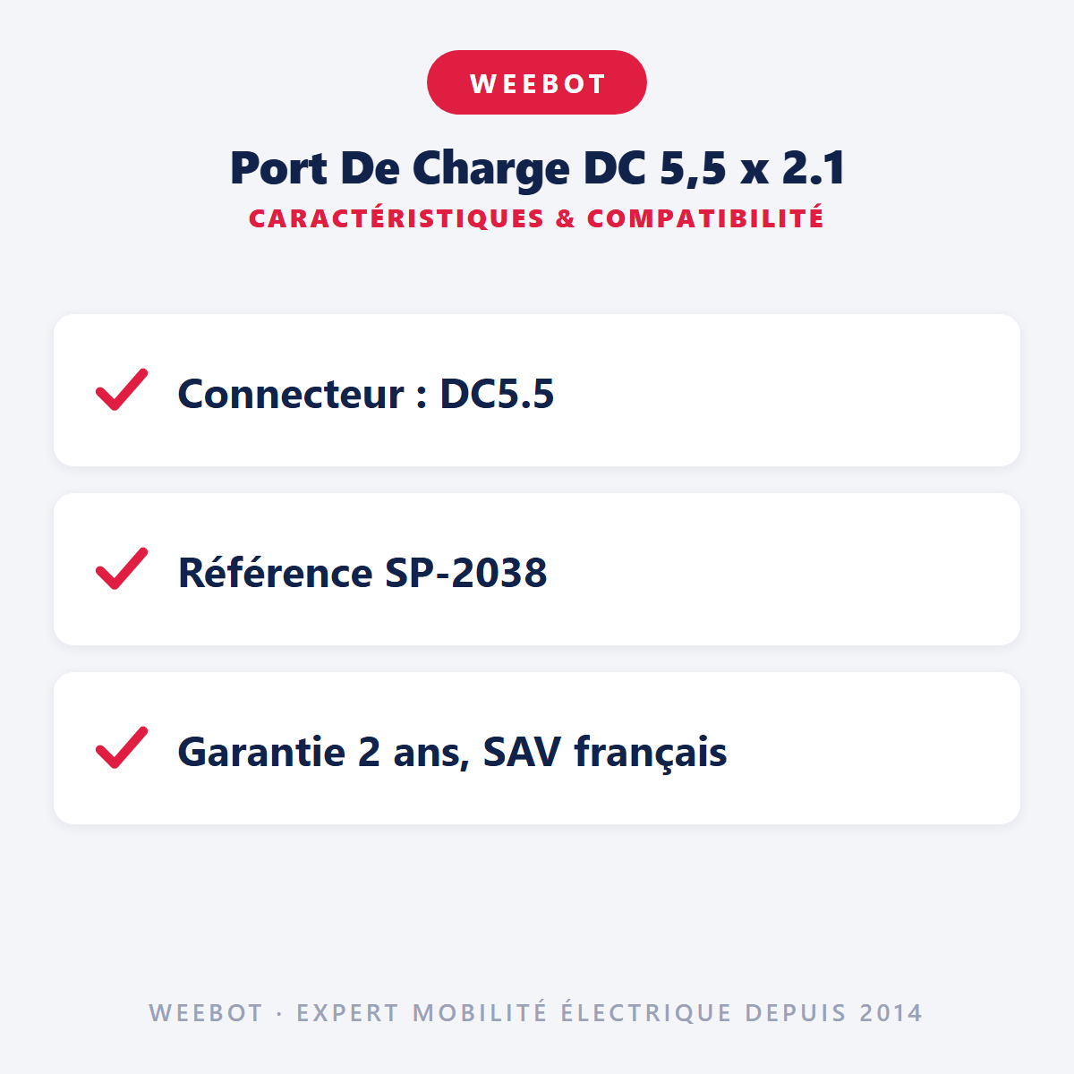 Port De Charge DC 5,5 x 2.1 Pour Trottinette Électrique - Weebot