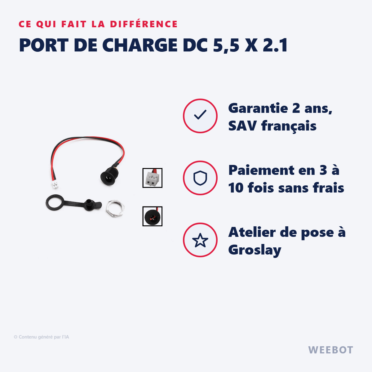 Port De Charge DC 5,5 x 2.1 Pour Trottinette Électrique - Weebot
