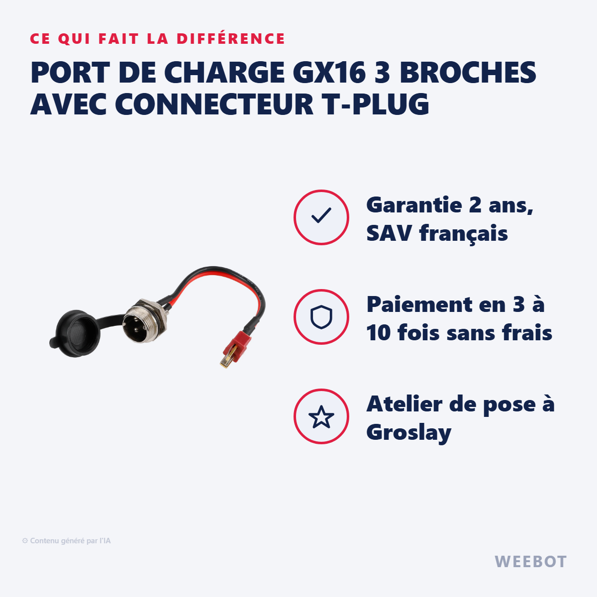 Port de Charge GX16 3 Broches avec Connecteur T-Plug : les points forts