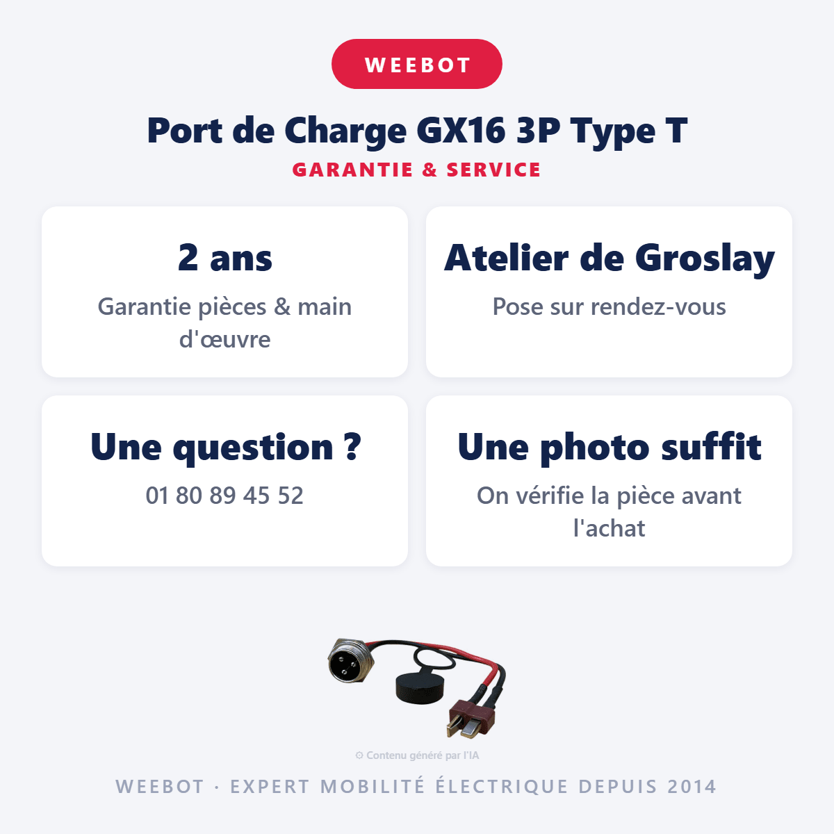 Port de Charge GX16 3P Type T pour Trottinette Électrique - Weebot