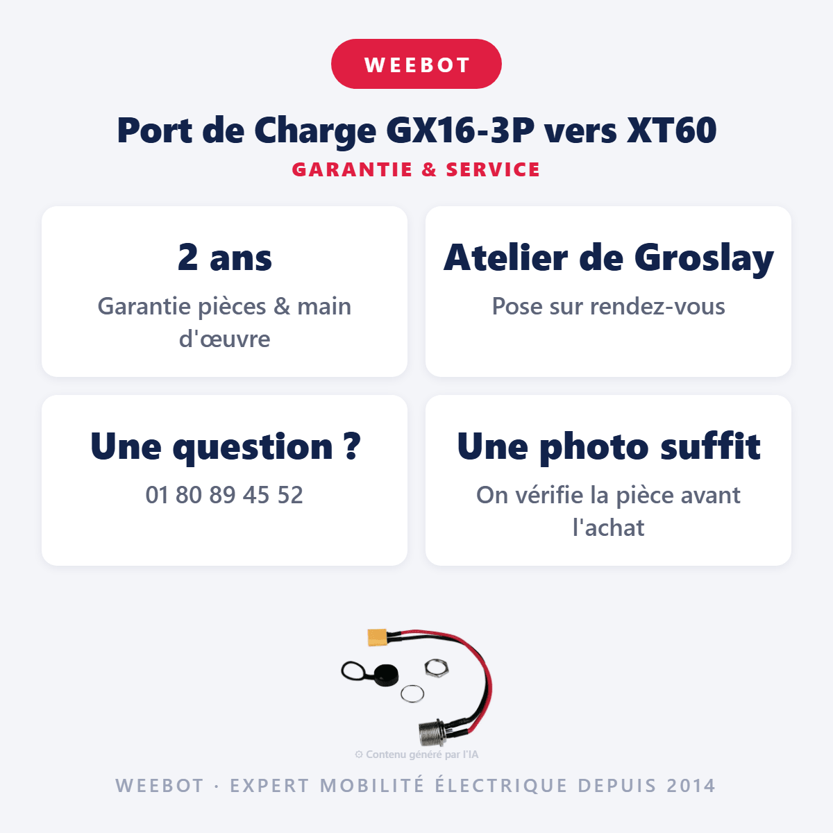 Port de Charge GX16-3P vers XT60 pour Trottinette Électrique - Weebot