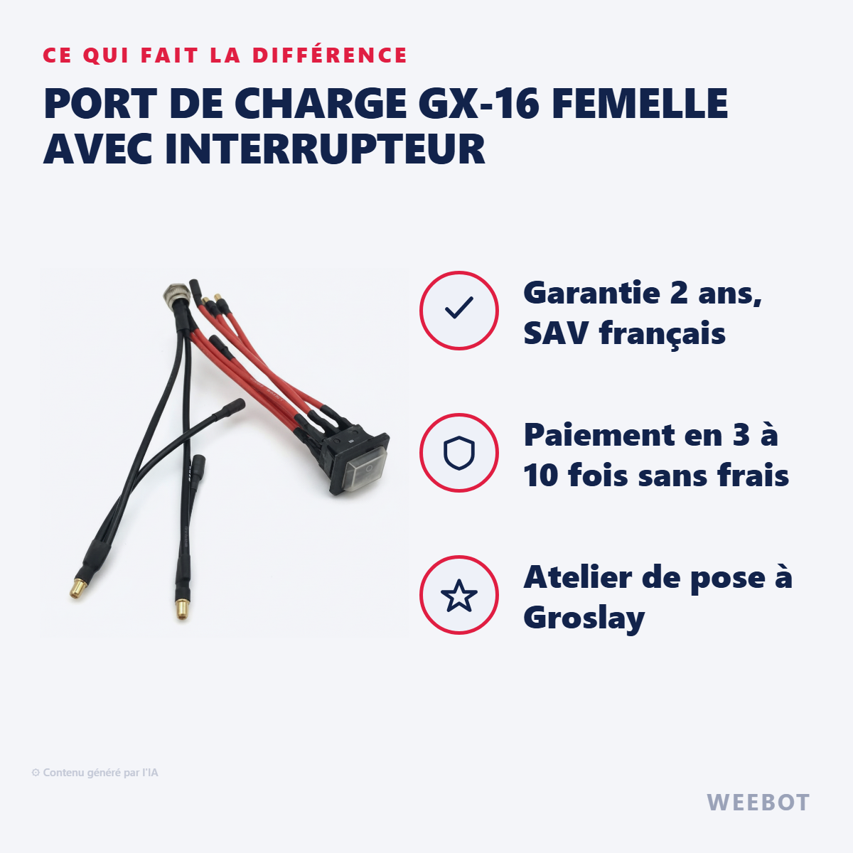 Port de Charge GX-16 Femelle Avec Interrupteur : les points forts