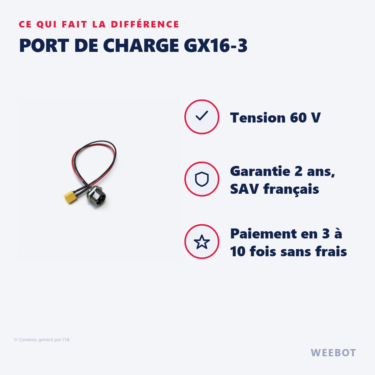Port de Charge GX16-3 : les points forts